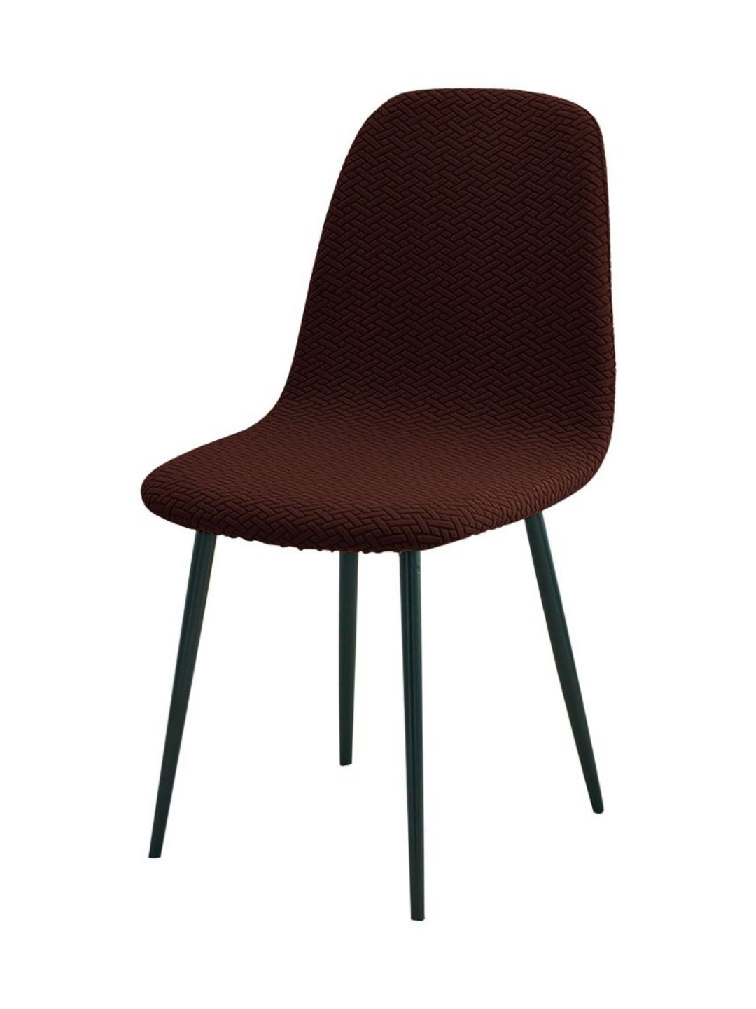 HOKIPO Brown Jacquard Shell Dining Chair Cover Stretchable Slipcovers, Chocolate Brown
