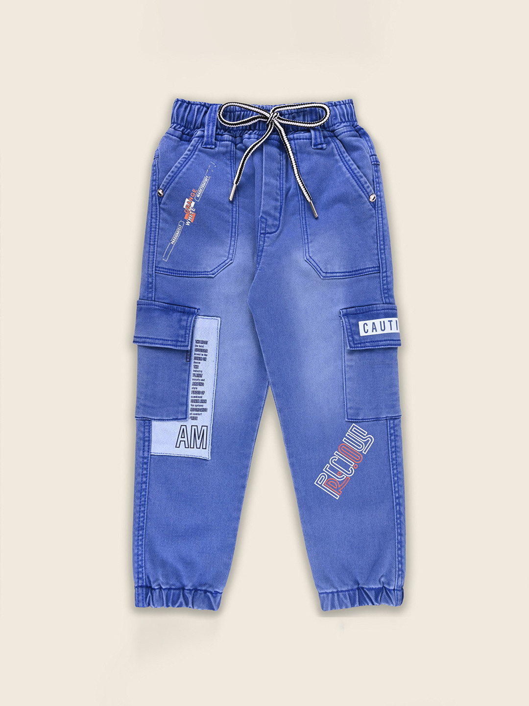 Wish Karo Boys Light Fade Cotton Elastic Cargo Trouser