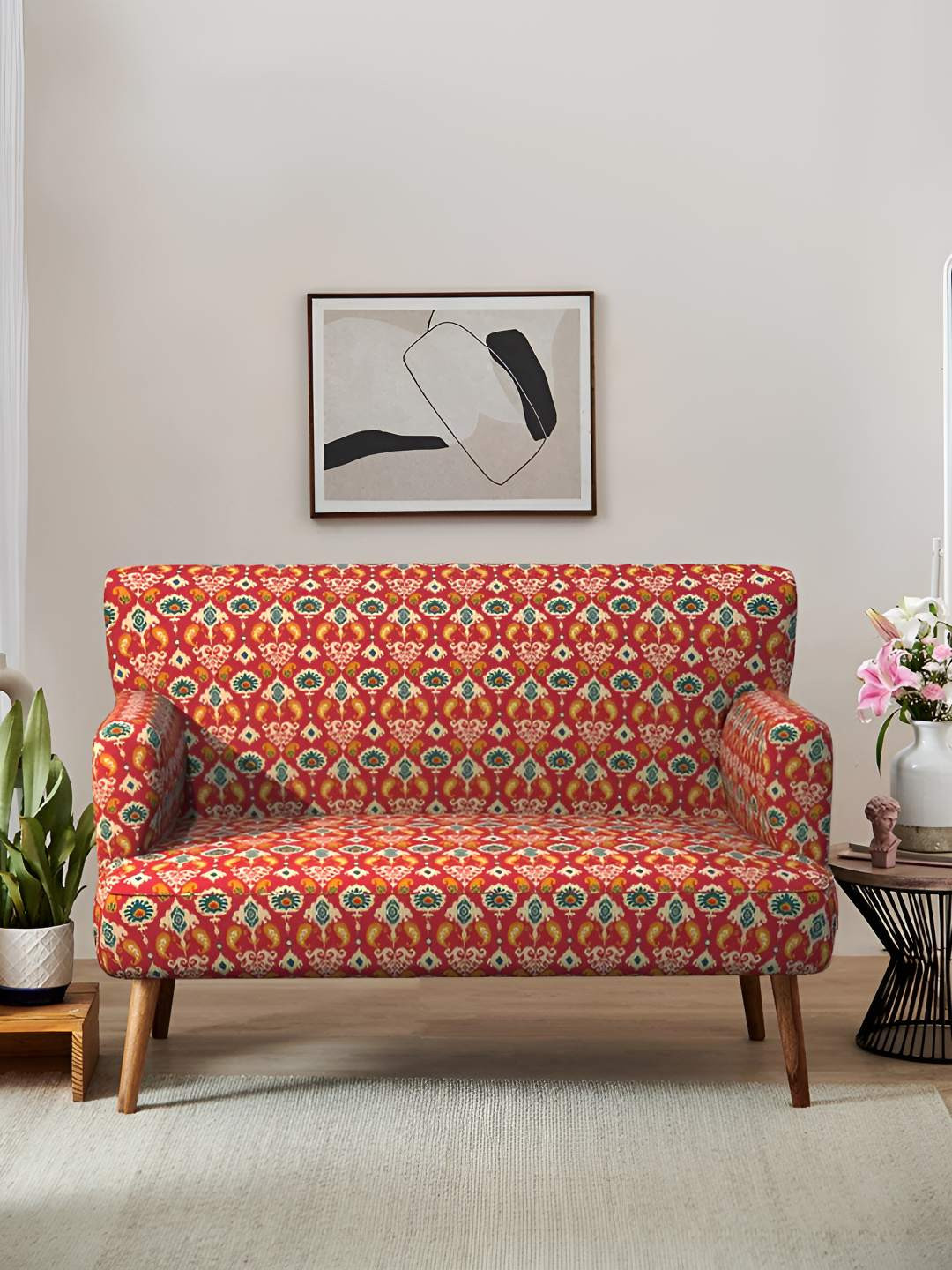 Chumbak Red & Green Printed Jodhpur Inflatable Sofa