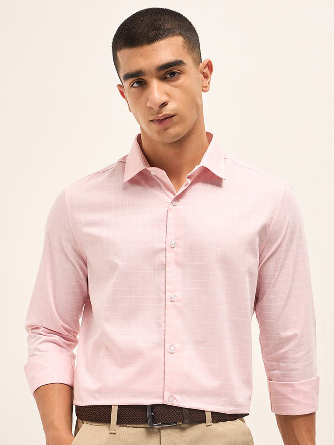 THE BEAR HOUSE Men's Checked Tailored Fit Formal Shirt