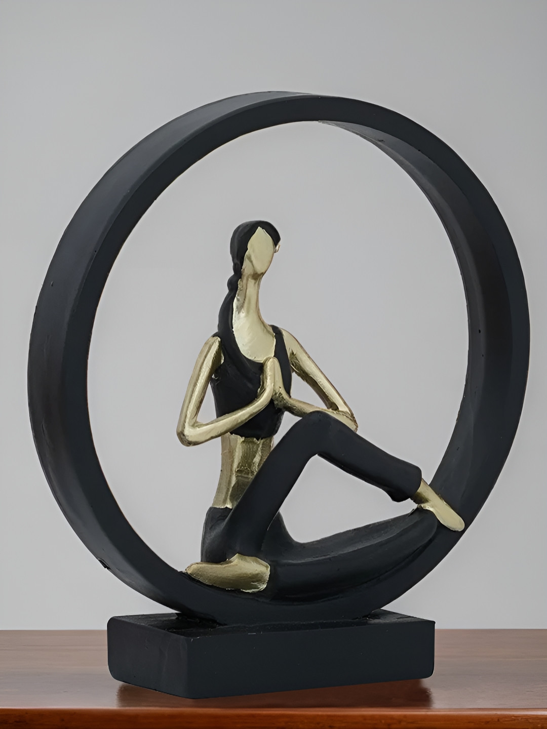 Royaloak Gold-Toned & Black Meditation Yoga Figurine Showpiece