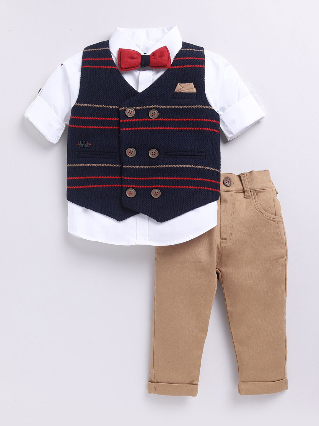 LITTLE COLLARS Boys Four-Piece Striped Party Suits