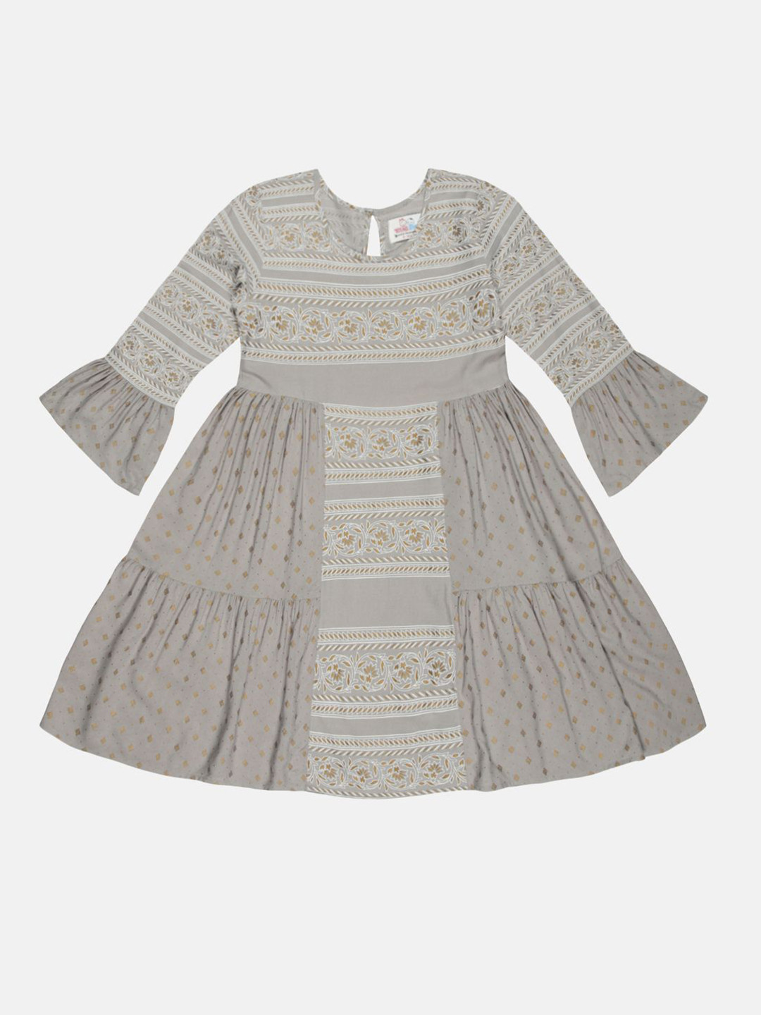 YOUNG BIRDS Print Bell Sleeve Fit & Flare Dress