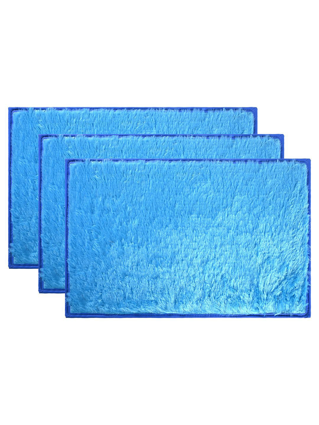 Kuber Industries Blue 3 Pieces Anti Skid Mat For Bathroom
