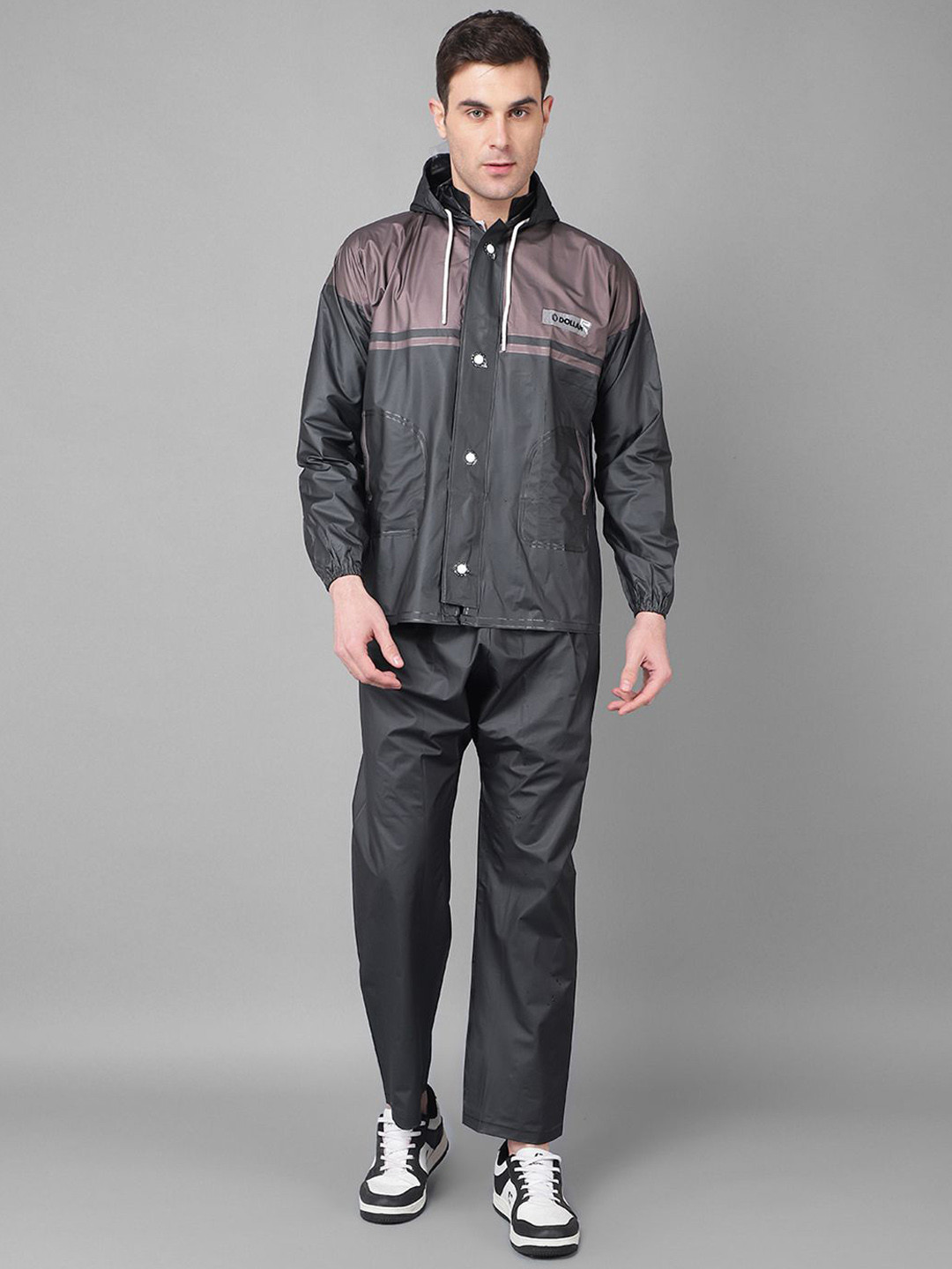 Dollar Rainguard Men's PVC Full Sleeve Solid Raincoat Set With Adjustable Hood and Pocket