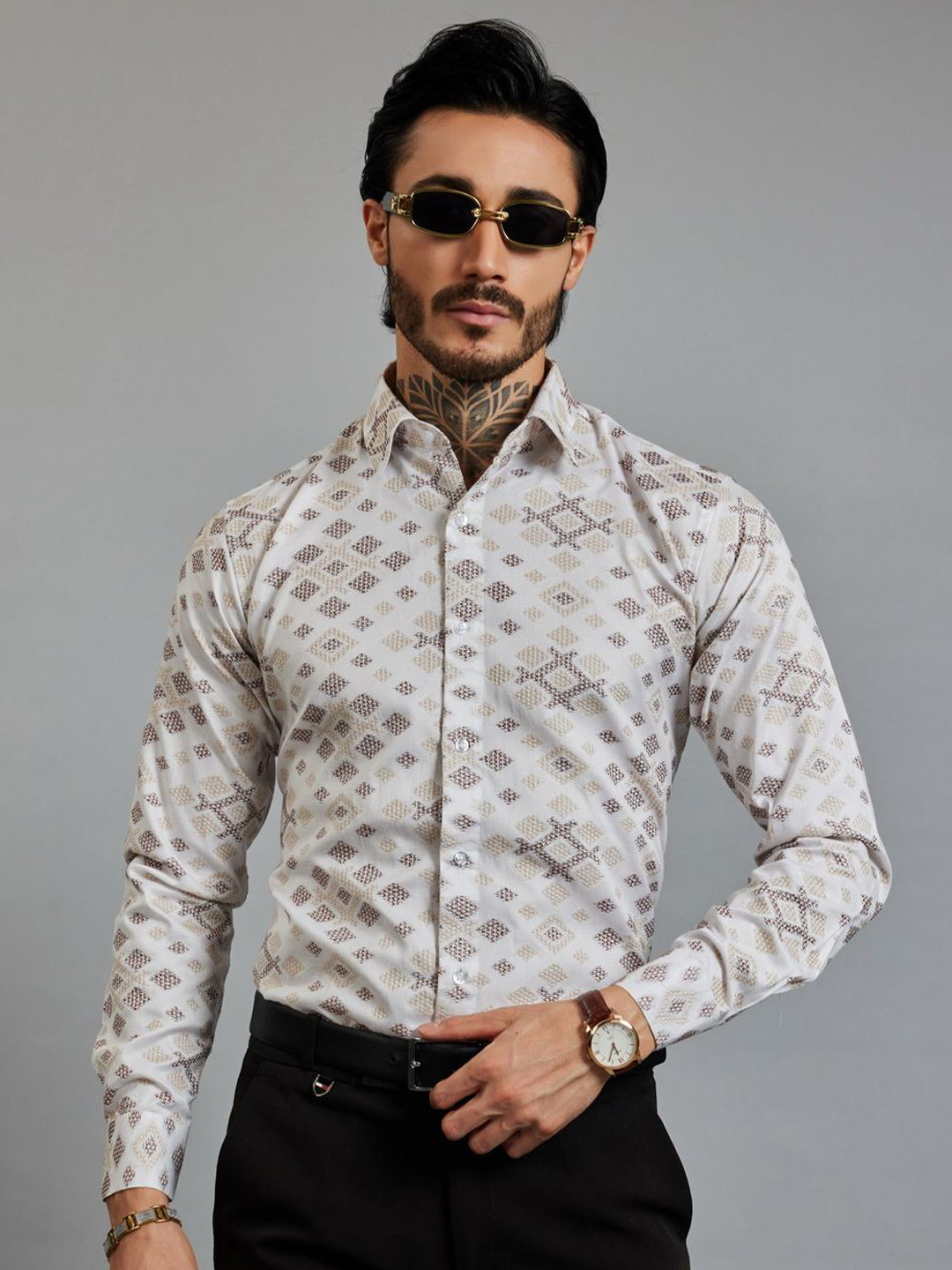OTFIT Men Comfort Opaque Printed Formal Shirt