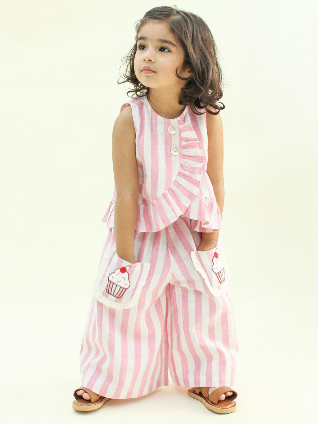 Tiber Taber Girls Striped Top with Palazzos