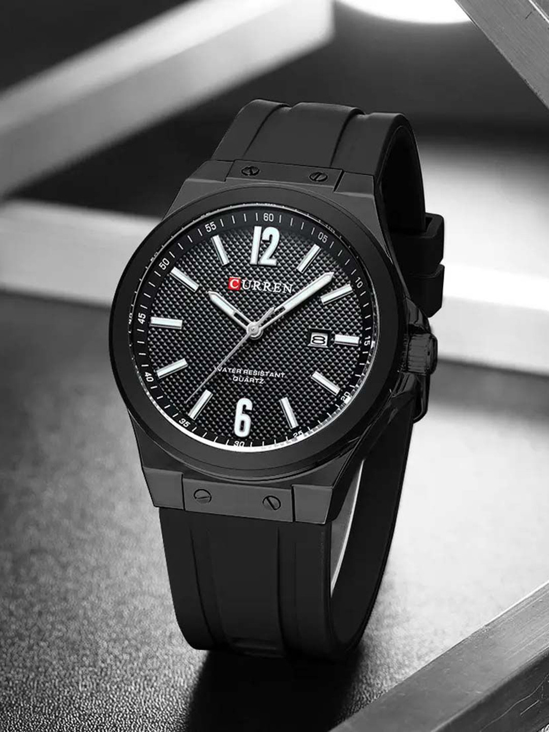 Curren Men Brass Dial & Straps Analogue Watch CR-8467-Black