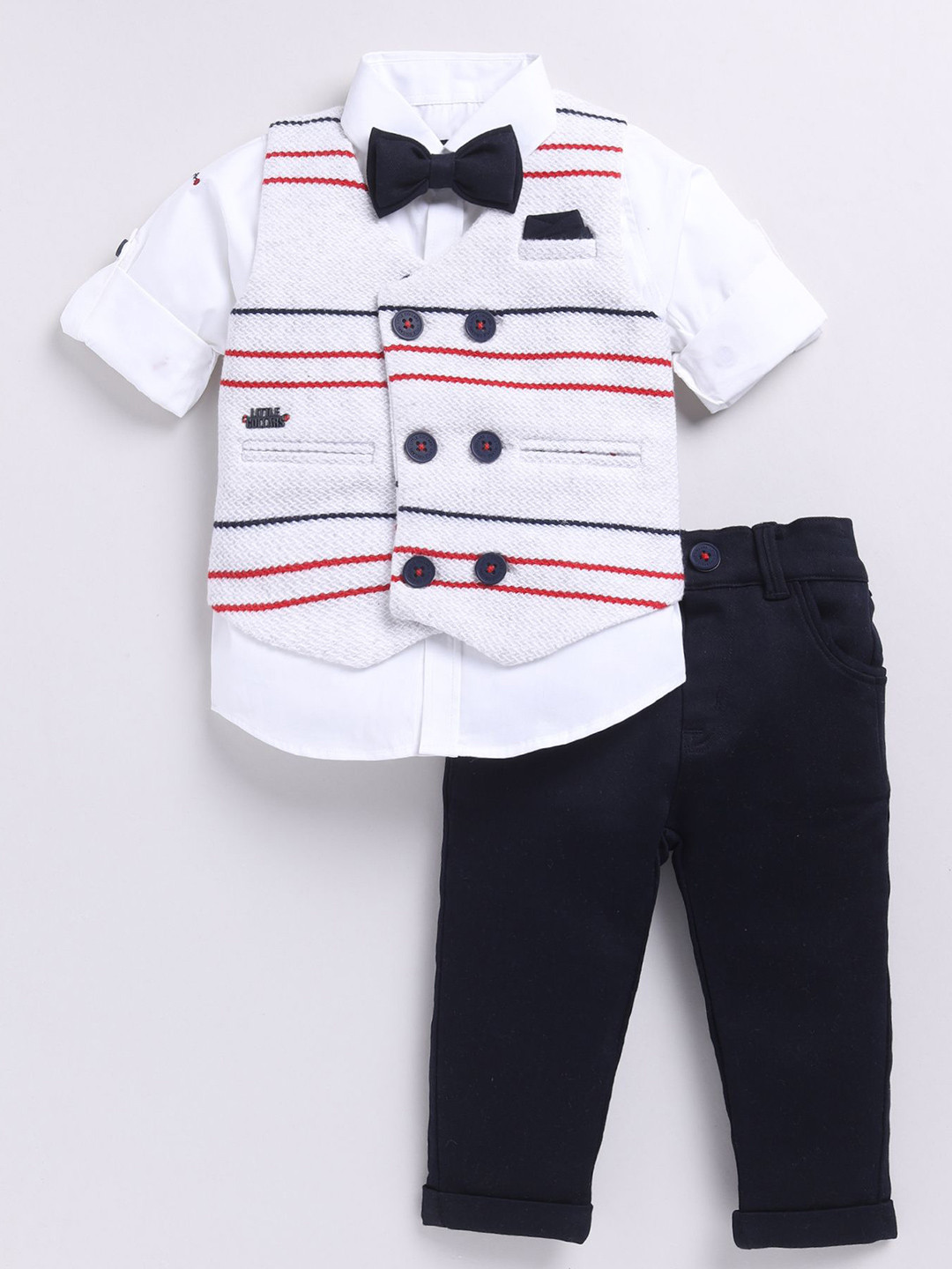 LITTLE COLLARS Boys Four-Piece Striped Party Suits