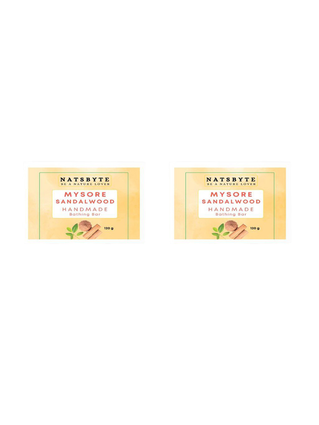NATSBYTE Set Of 2 Mysore Sandalwood Soap With Olive Oil For Hydration - 120 g Each