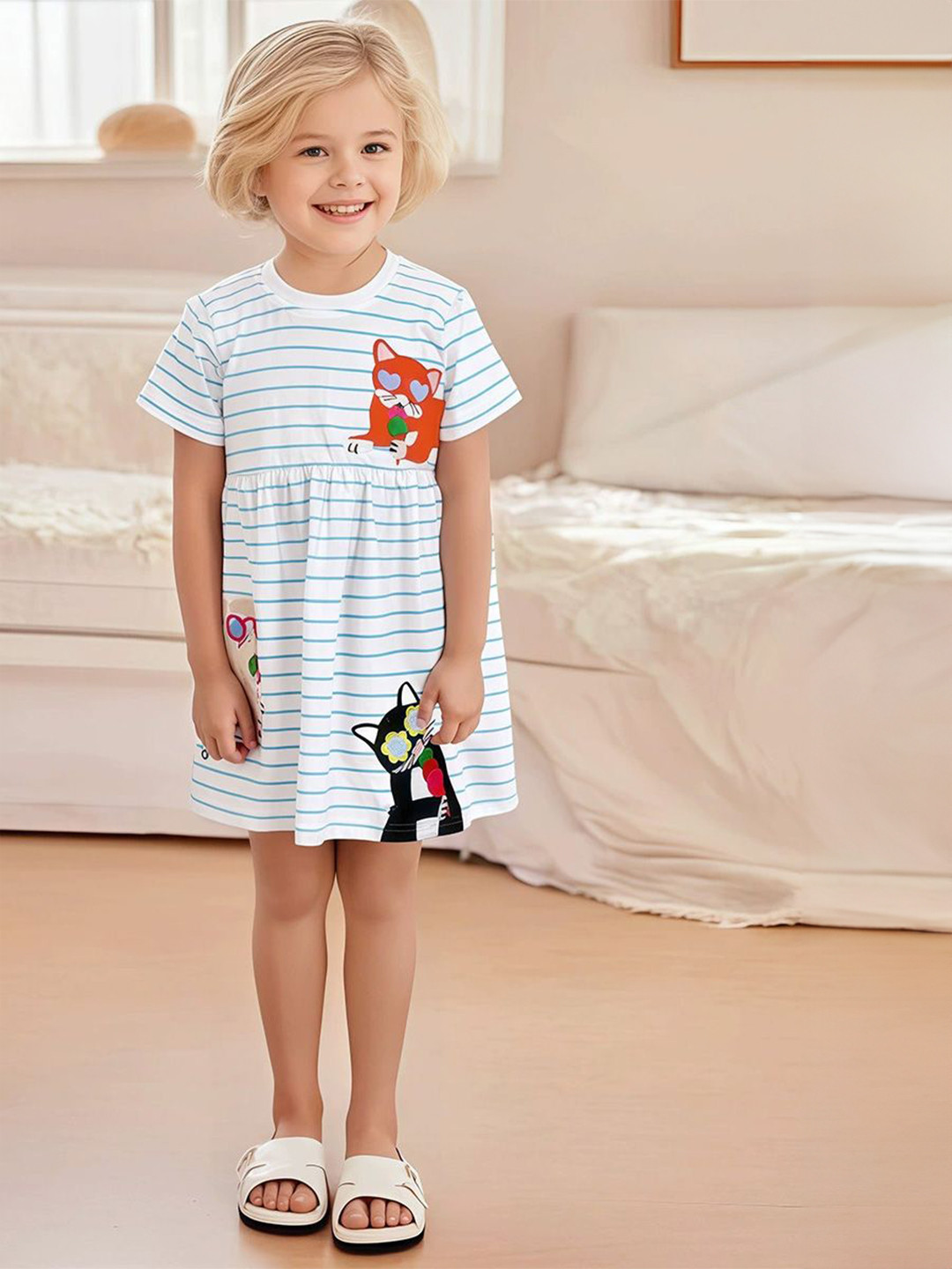 JC SPARKLE Striped A-Line Dress