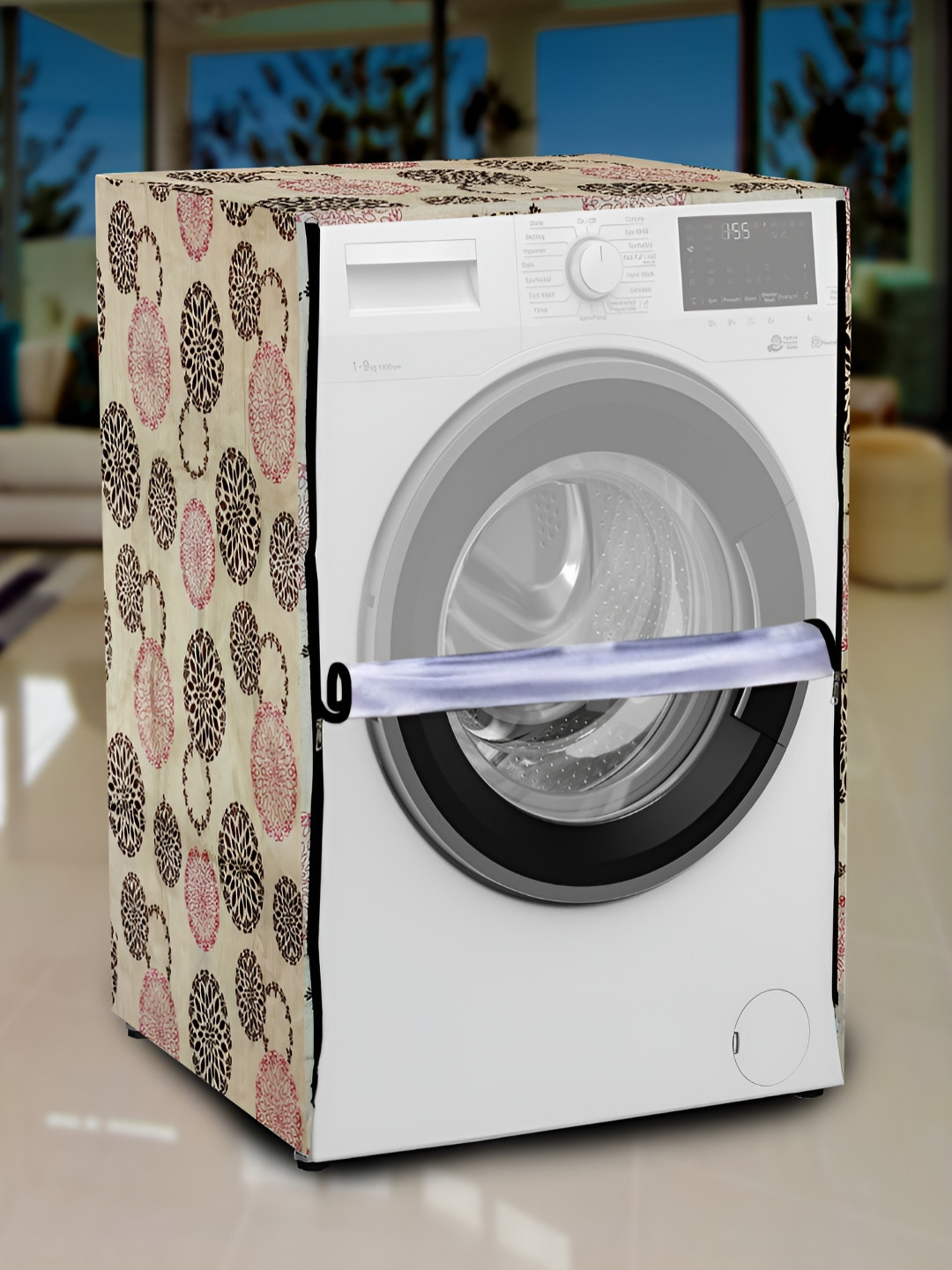 KANUSHI INDUSTRIES Brown Printed  Front Load Automatic Washing Machine Cover