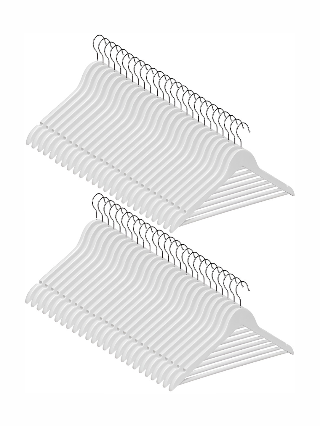 ASH AND ROH White 50 Pieces Wooden Clothes Bar Hanger