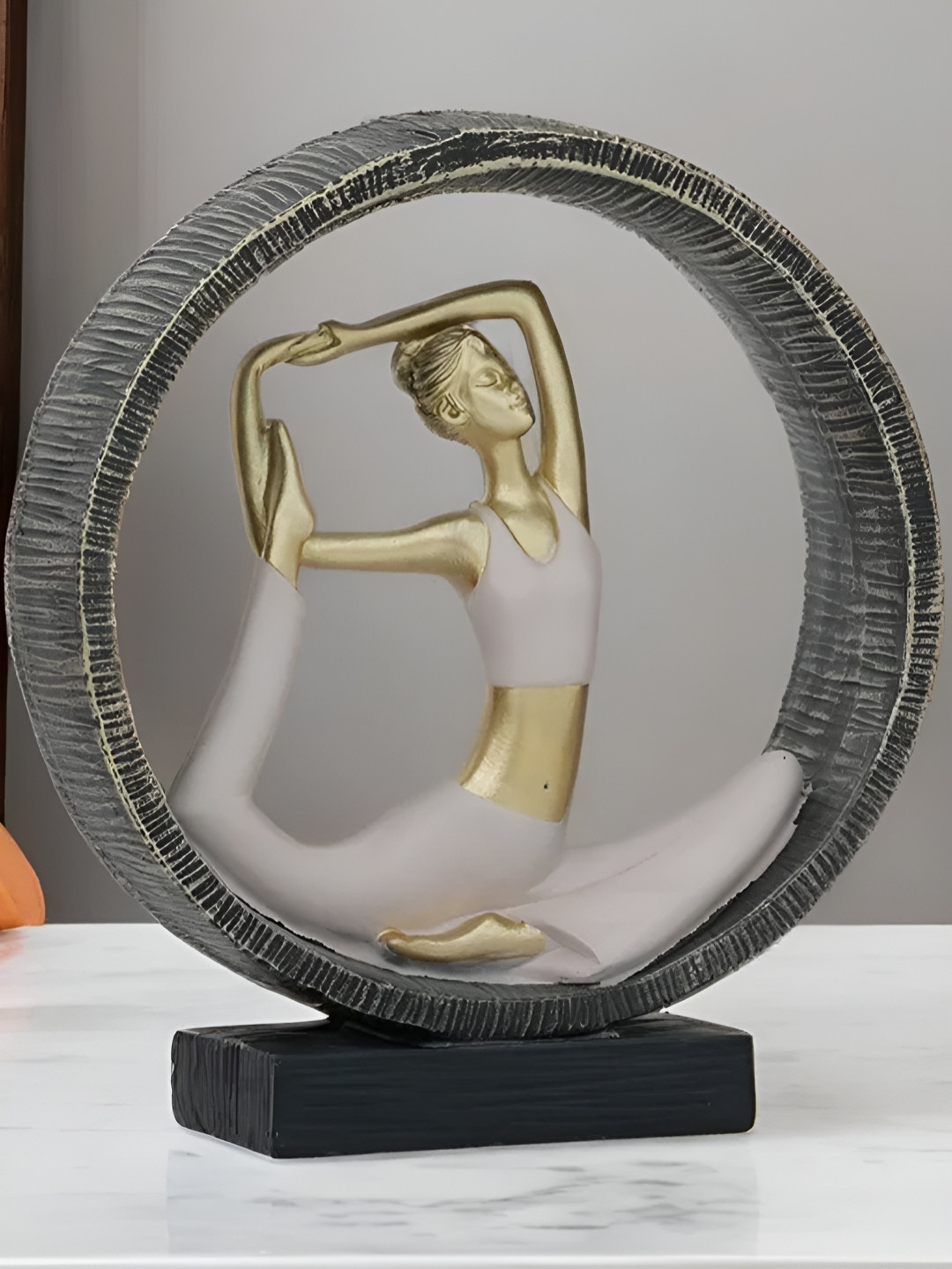 Royaloak Gold-Toned & Black Naukasana Yoga Figurine Showpiece