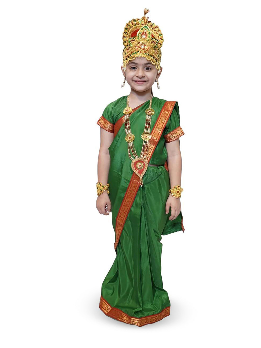 Kaku Fancy dresses Girls Devi Laxmi Saree Costume With Accessories