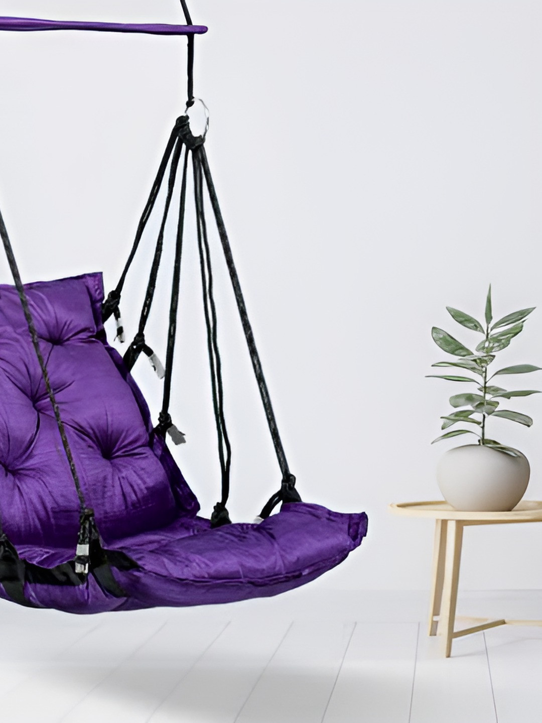 Swingzy Purple & Black Rectangle Shaped Hammock Hanging Swing With Cushion