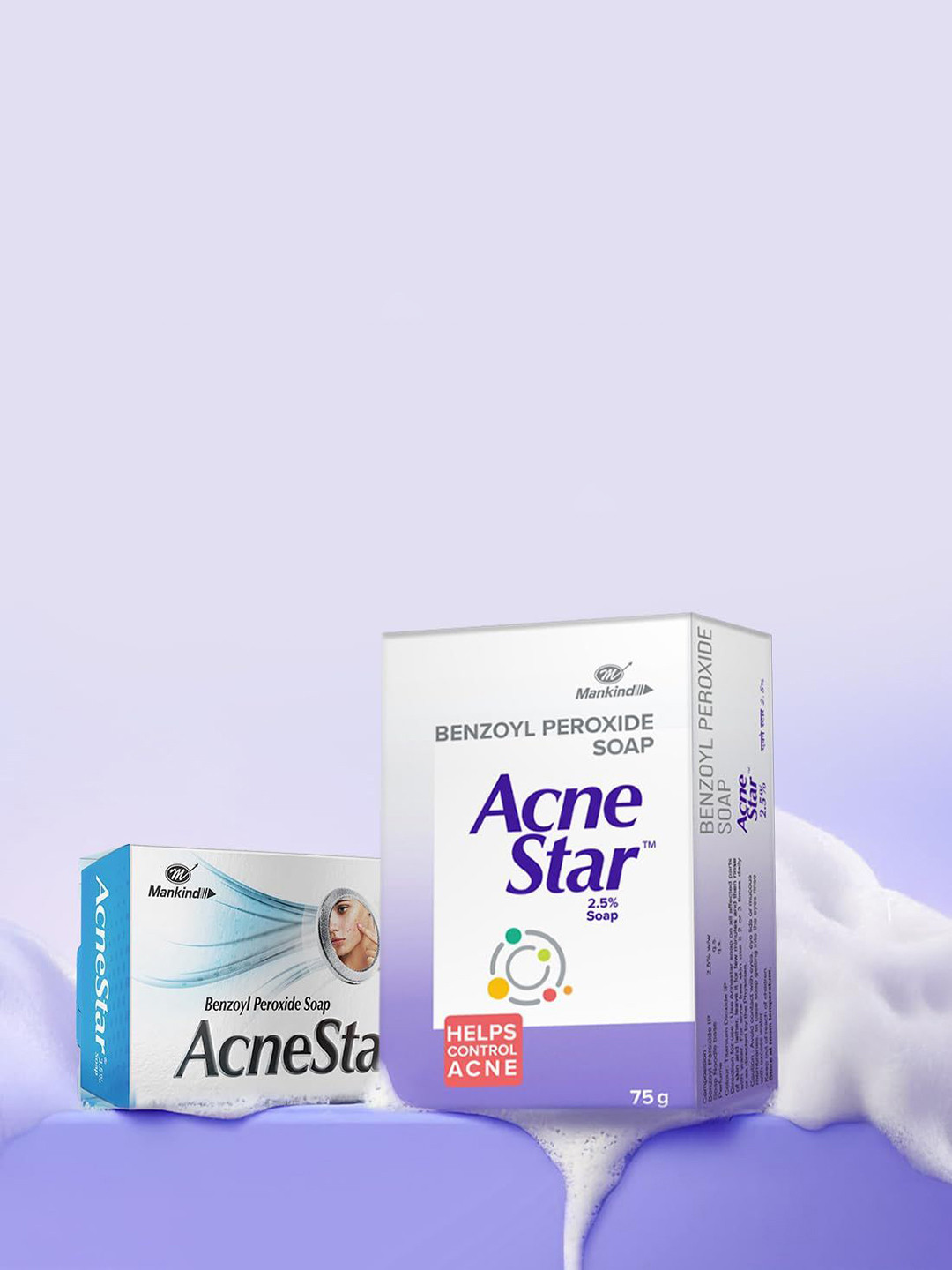 AcneStar Set Of 7 2.5% Benzoyl Peroxide Soap For Acne Prone Skin - 75 g Each