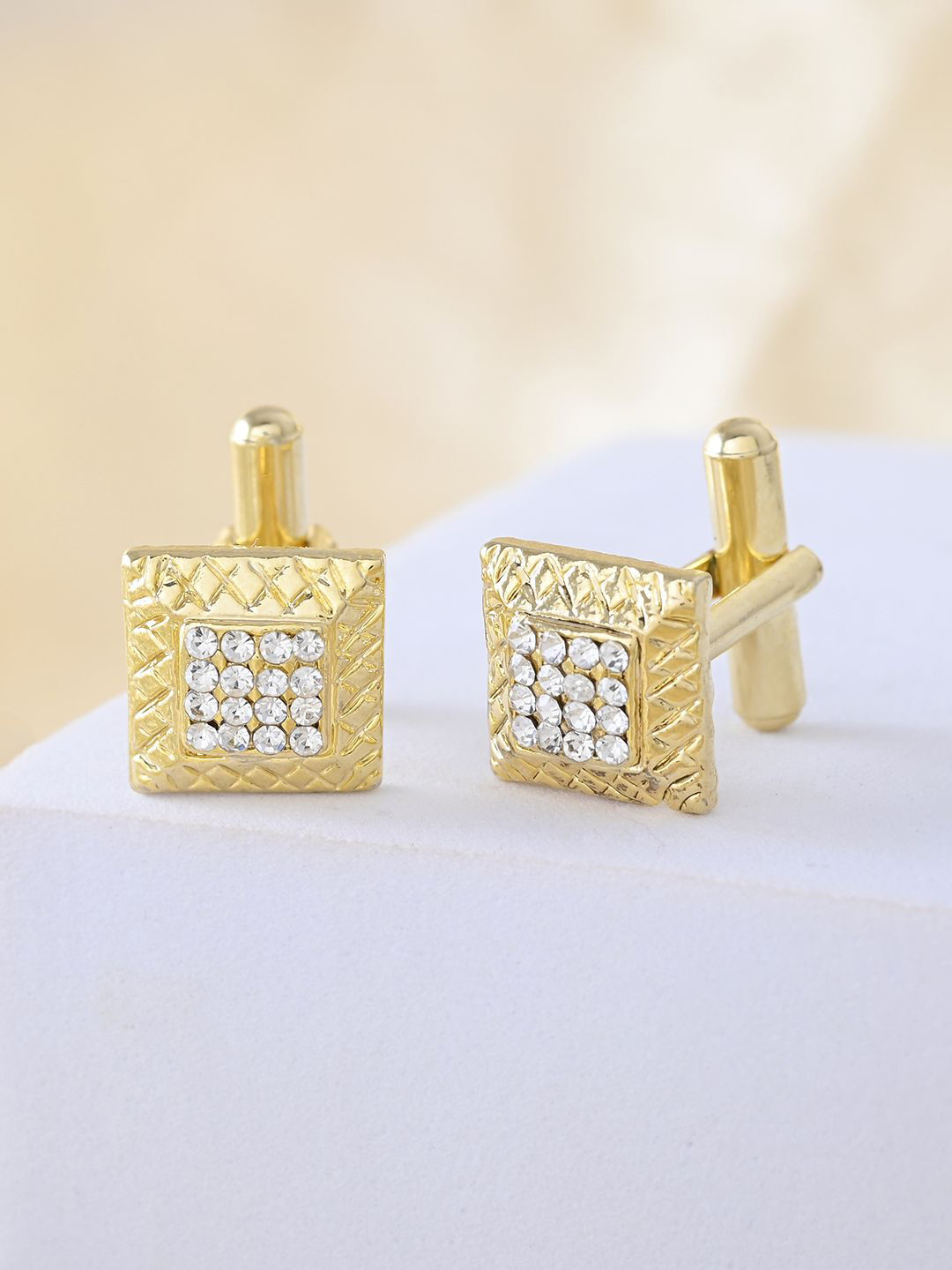 Voylla Men Golden Radiance Cufflinks