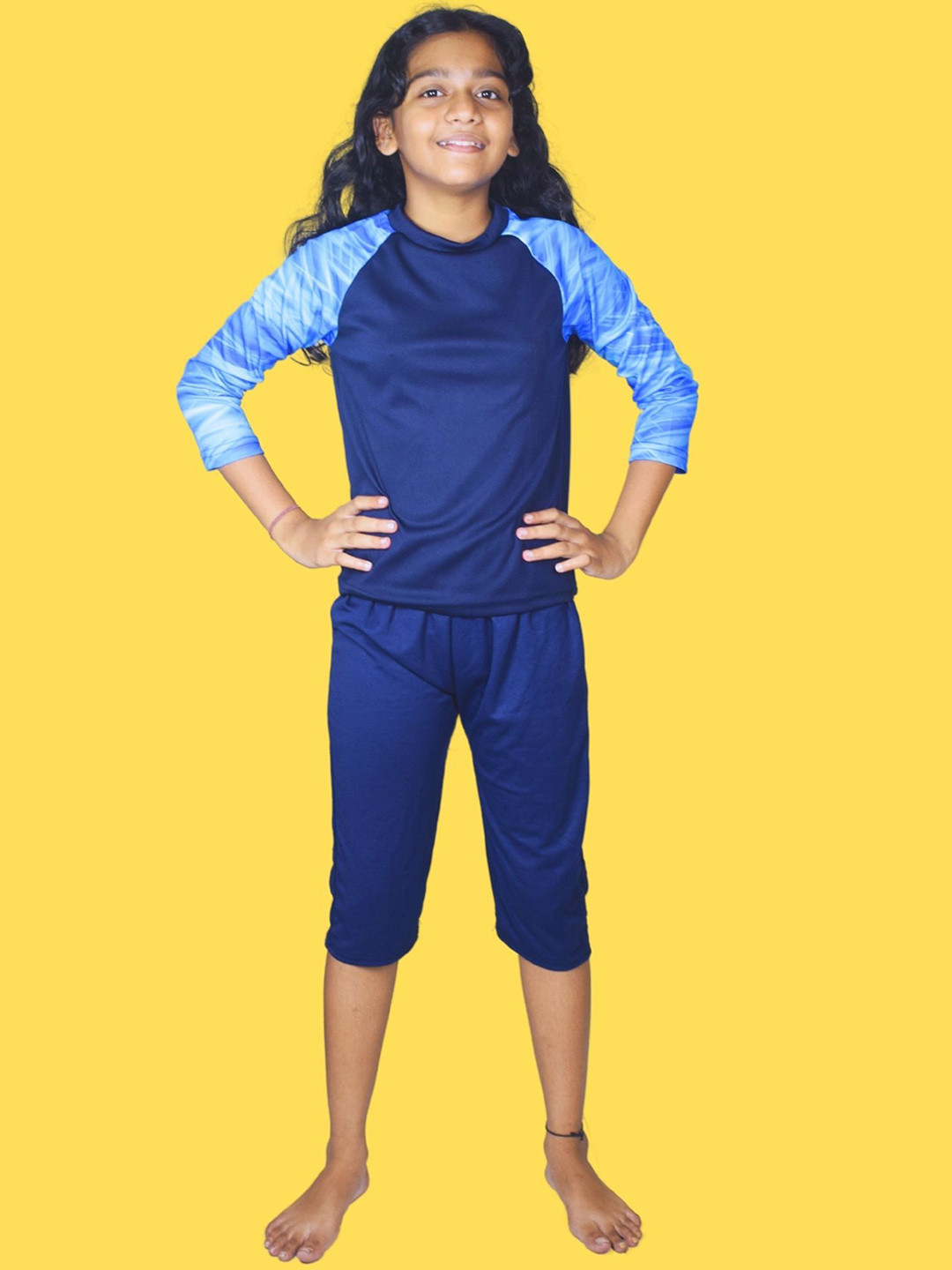 Aqua Holic Girls Printed Swimsuit With Attached Shorts