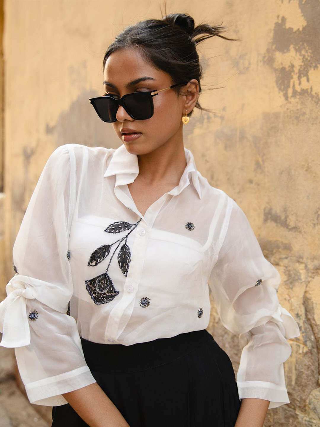 IMROZ HOUSE Luna Embellished Shirt Style Top