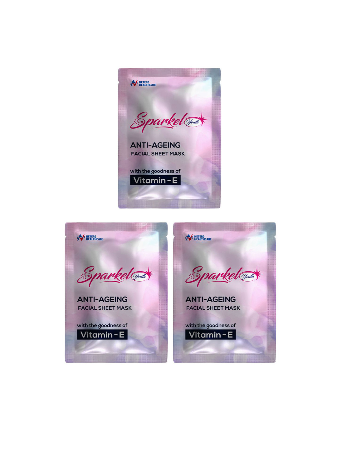 Sparkel Set Of 3 Youth Anti-Ageing Sheet Mask With Vitamin E & Retinol