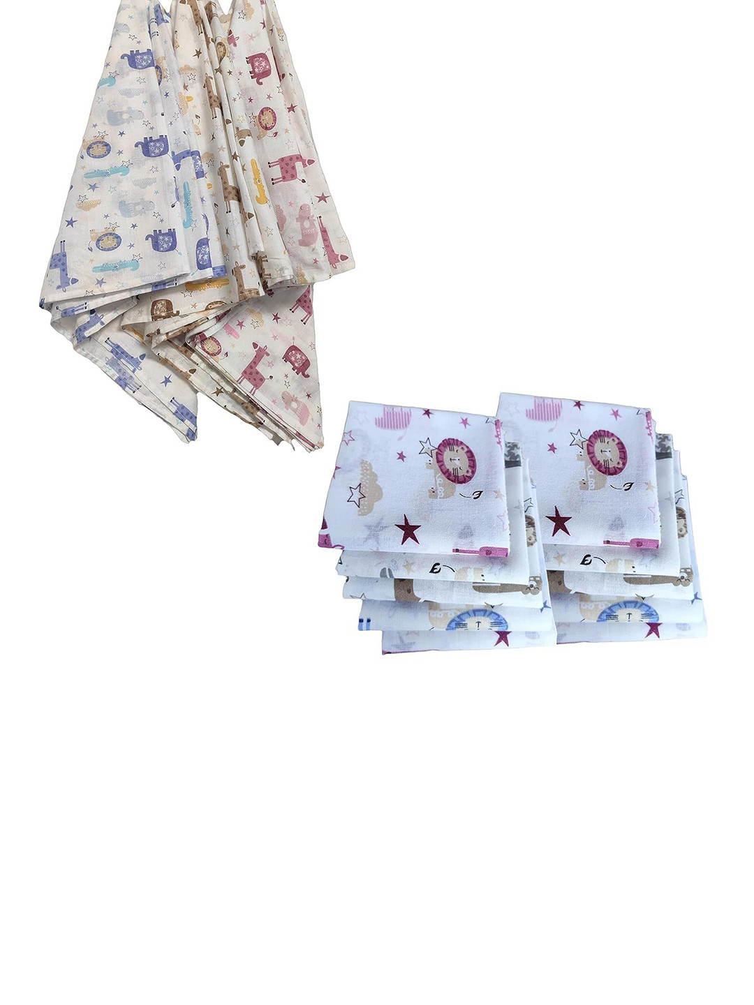 Trance Home Linen Unisex Set Of 13- Baby Swaddle Wraps & 10 Wash Cloths