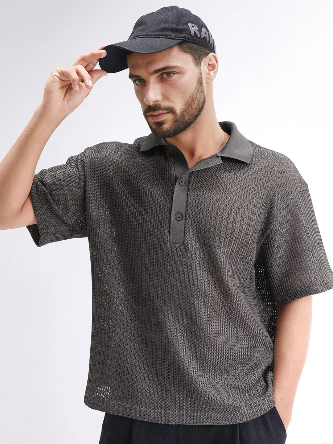 RARE RABBIT Men LBIZA Dark Grey Comfort Casual Shirt