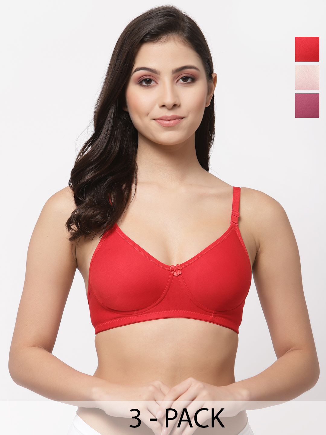 College Girl cg1301 Women Pack Of 3 Seamless Non Padded Full Coverage Bra