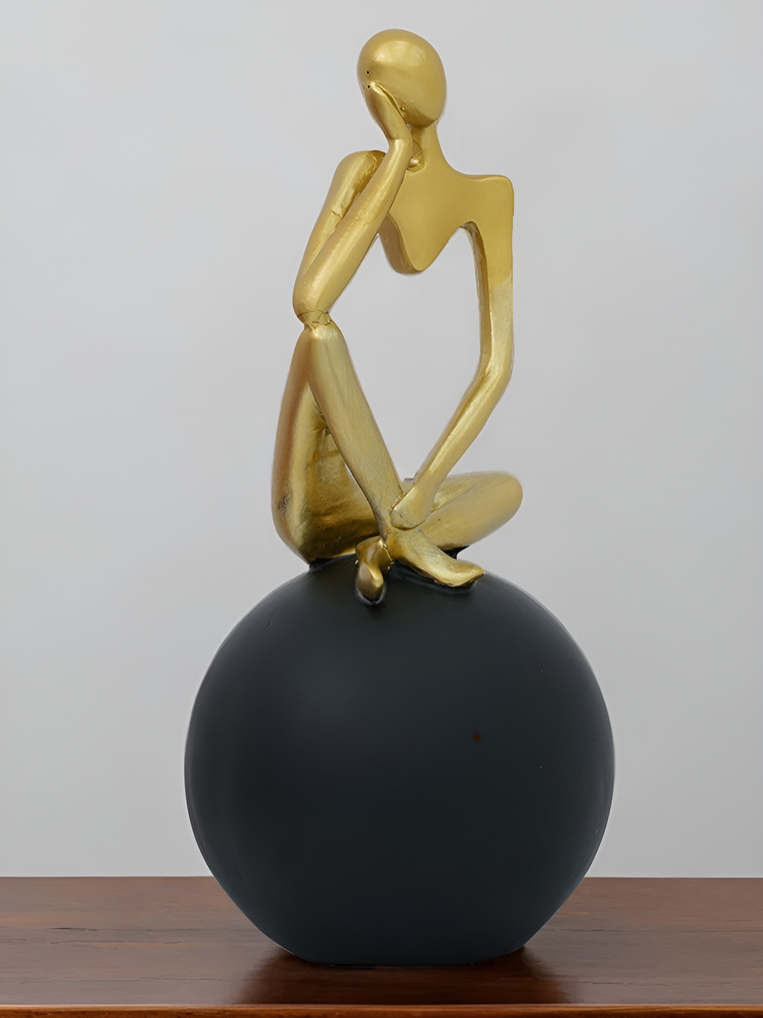 Royaloak Gold-Toned & Black Thinking Lady Figurine Showpiece