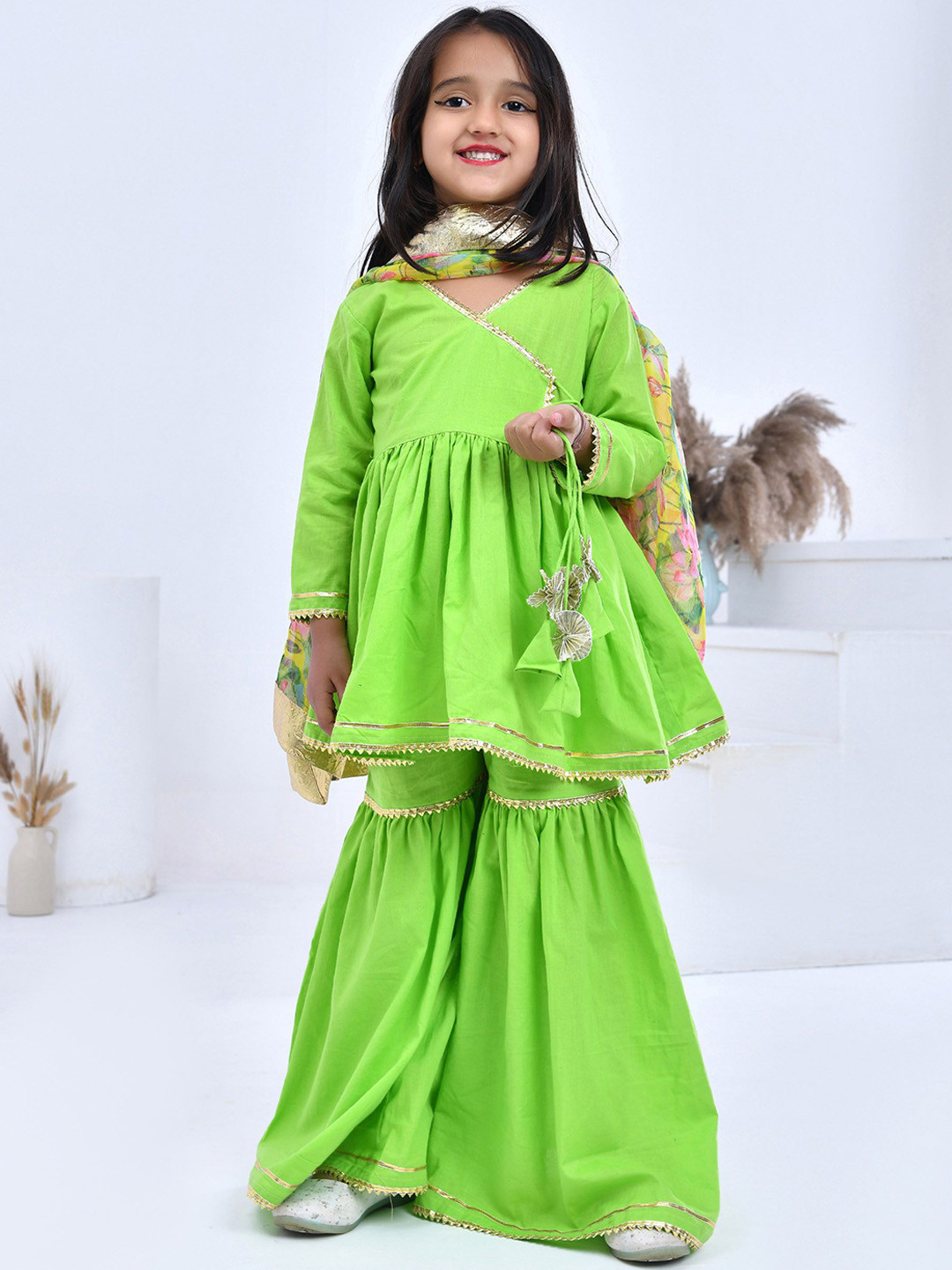 Bannhi by Priyanka Rathore  Girls Ethnic Motifs Embroidered Regular Kurta with Palazzos & With Dupatta