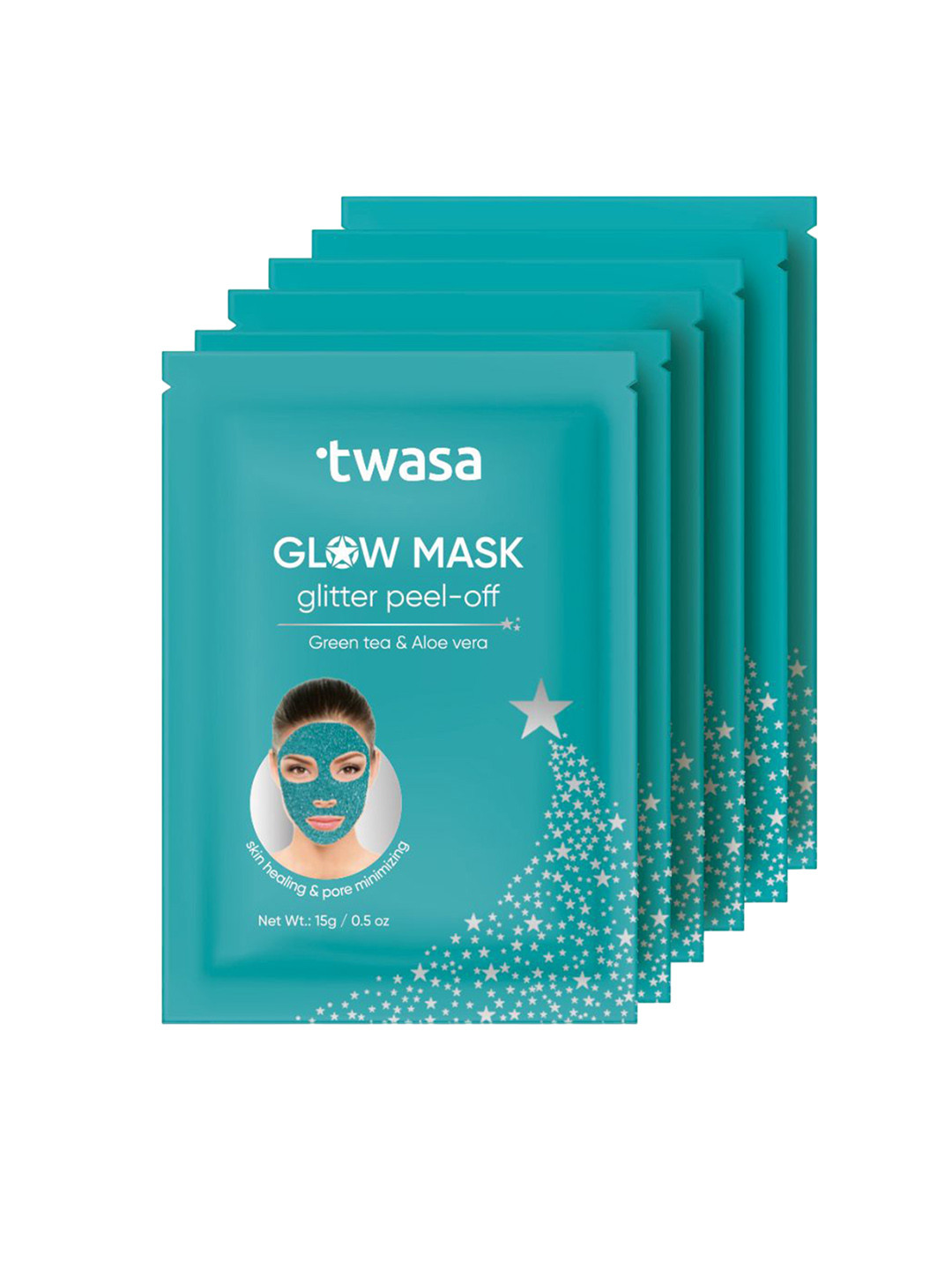 Twasa Set Of 6 Glow Mask Glitter Peel Off - 15 g Each