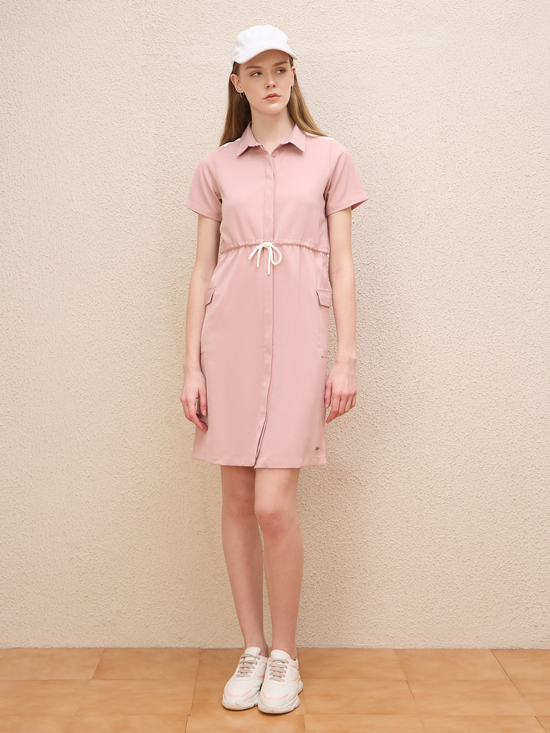Iconic Solid Collared Shirt Dress