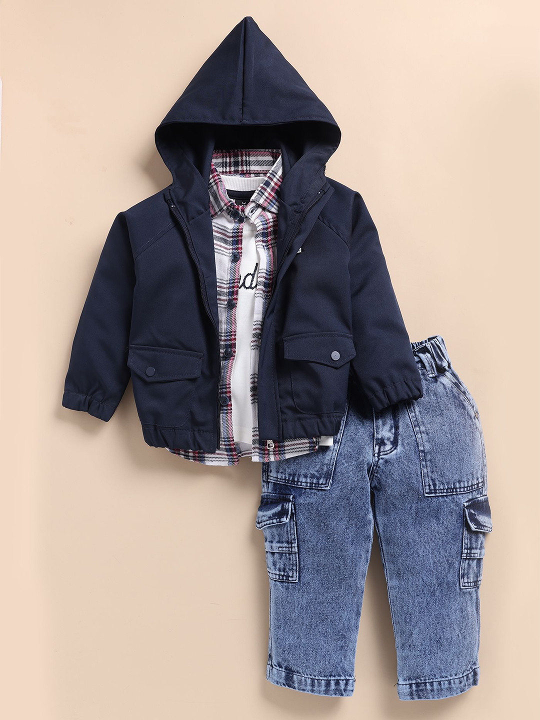 LITTLE COLLARS Boys 4 Piece Checked Shirt With T-Shirt & Trouser