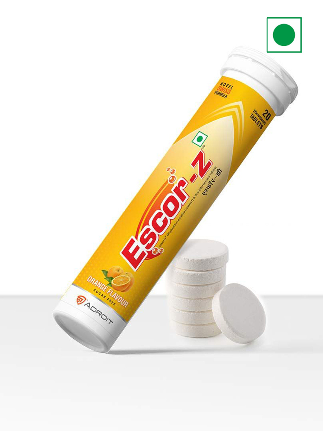 ESCOR-Z Vitamin C Orange Flavour Sugar Free Immunity Tablets - 20 Tablets