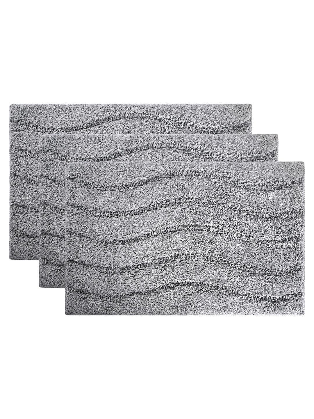 Kuber Industries Grey 3 Pieces Anti Skid Mat For Bathroom