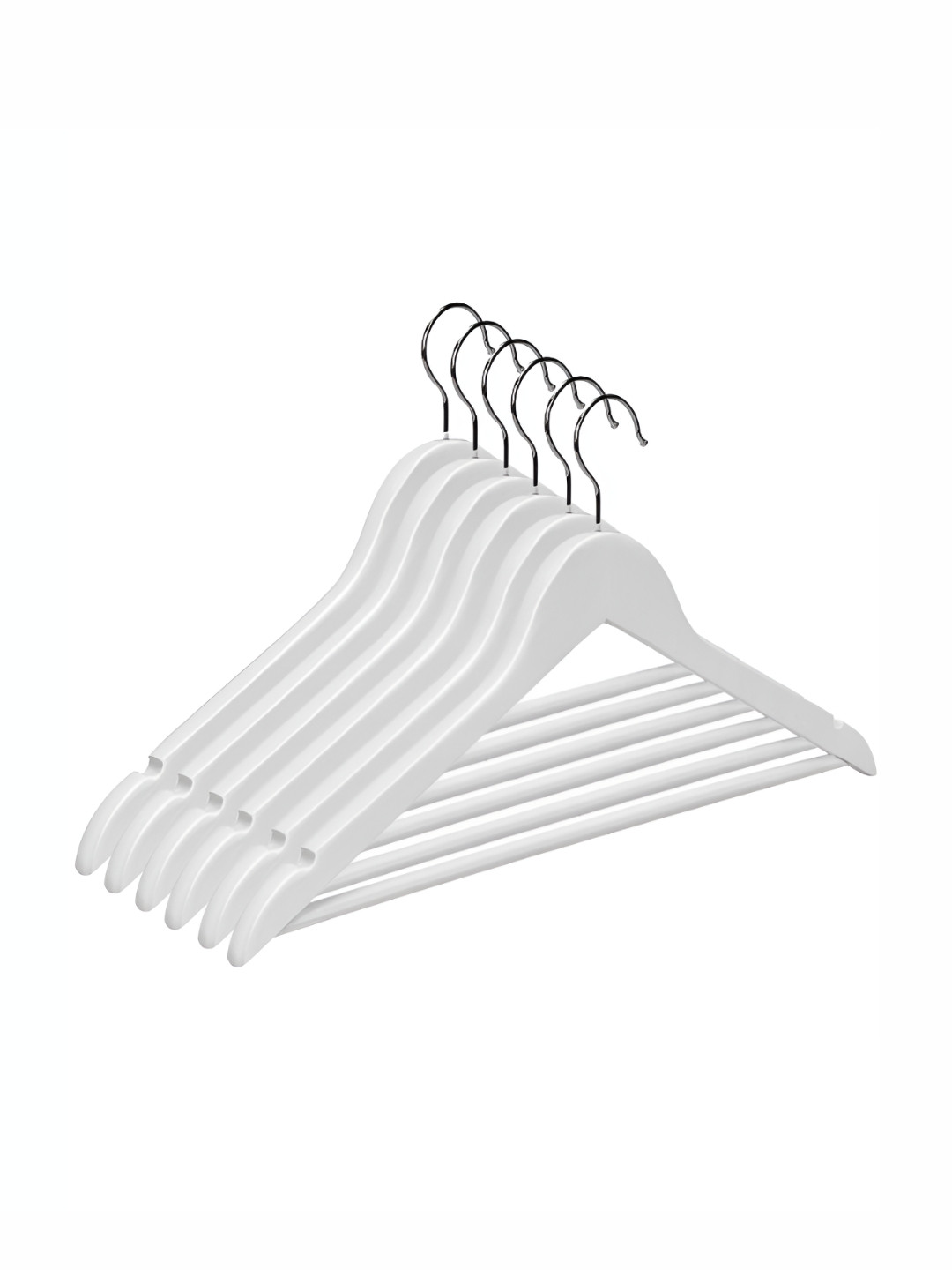 ASH AND ROH White 6 Pieces Wooden Clothes Bar Hanger