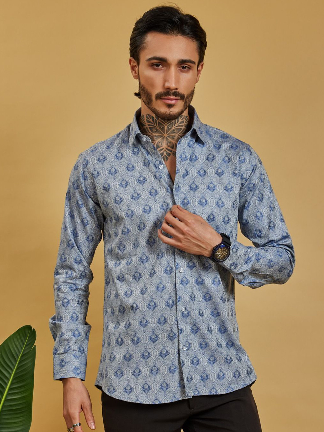 OTFIT Men Ethnic Motifs Printed Cotton Regular Shirt
