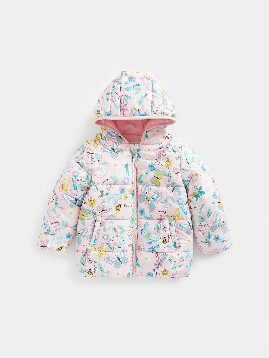 mothercare Infants Girls Butterfly and Dandelions Printed Puffer Jacket