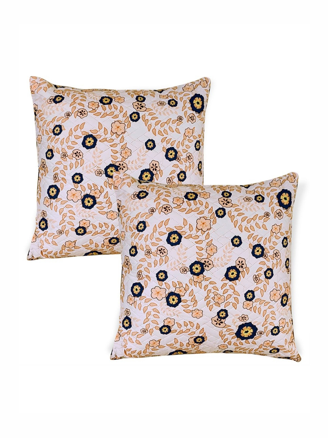 HOKIPO Light Peach Candytuft 2 Pieces Floral Printed Square Cushion Covers
