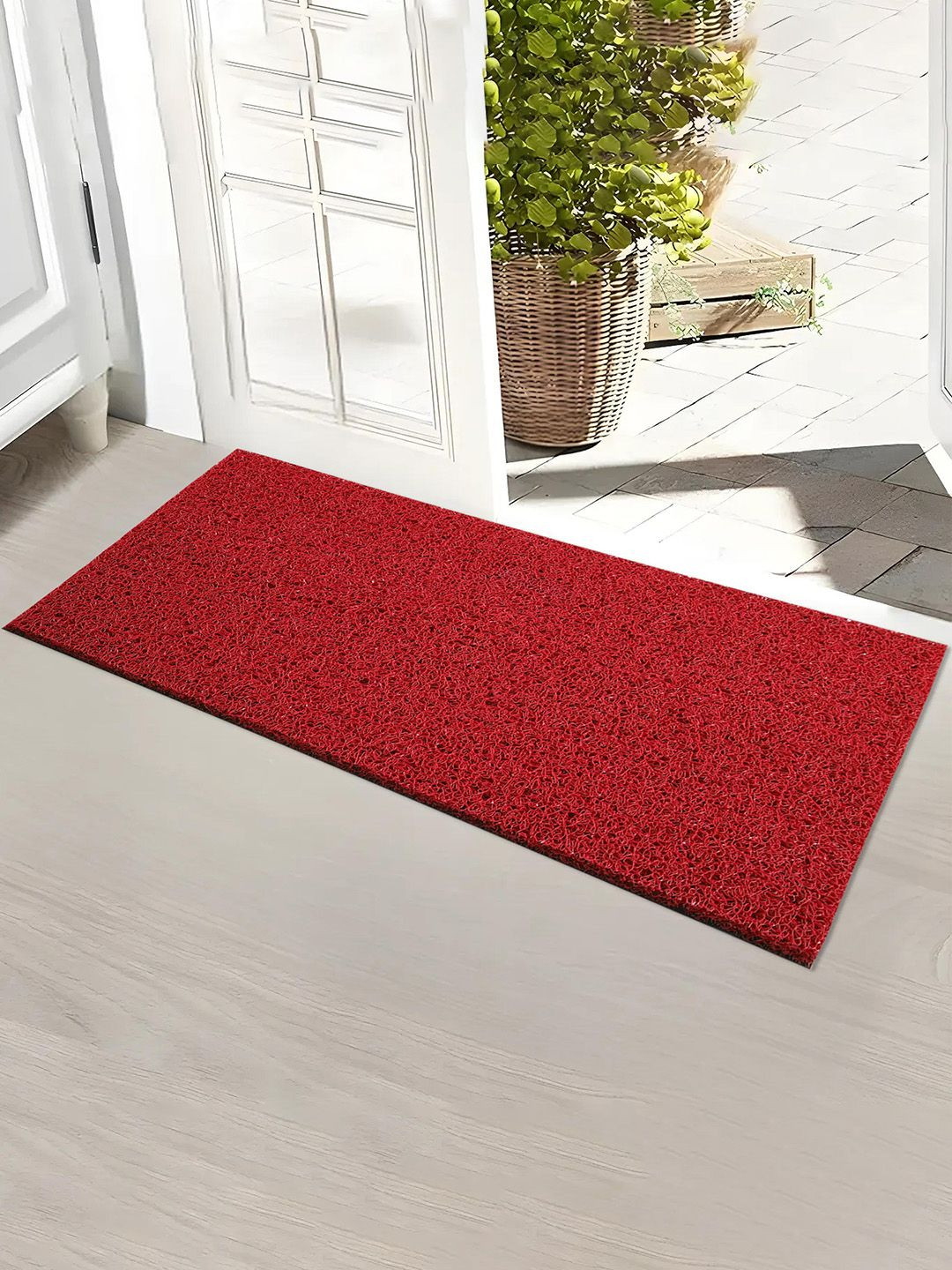 Kuber Industries Red Water Absorbing Door Mat