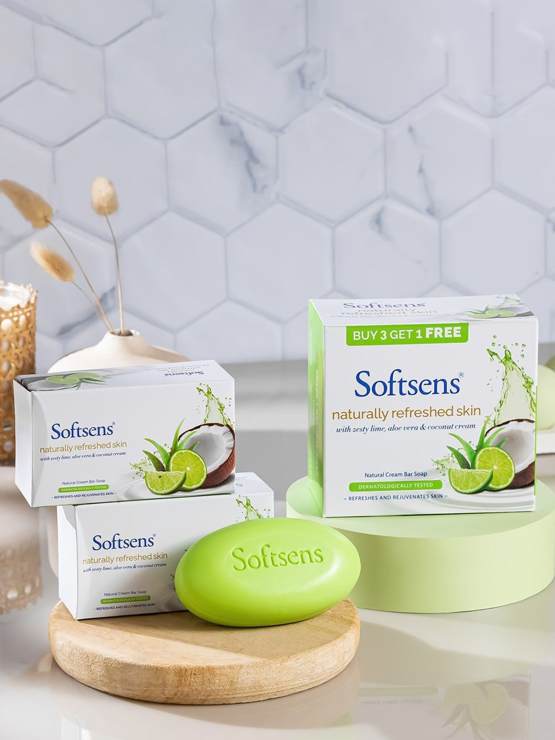 Softsens 2 Pcs Naturally Refreshed Skin Cream Bar Soap - 100 g Each