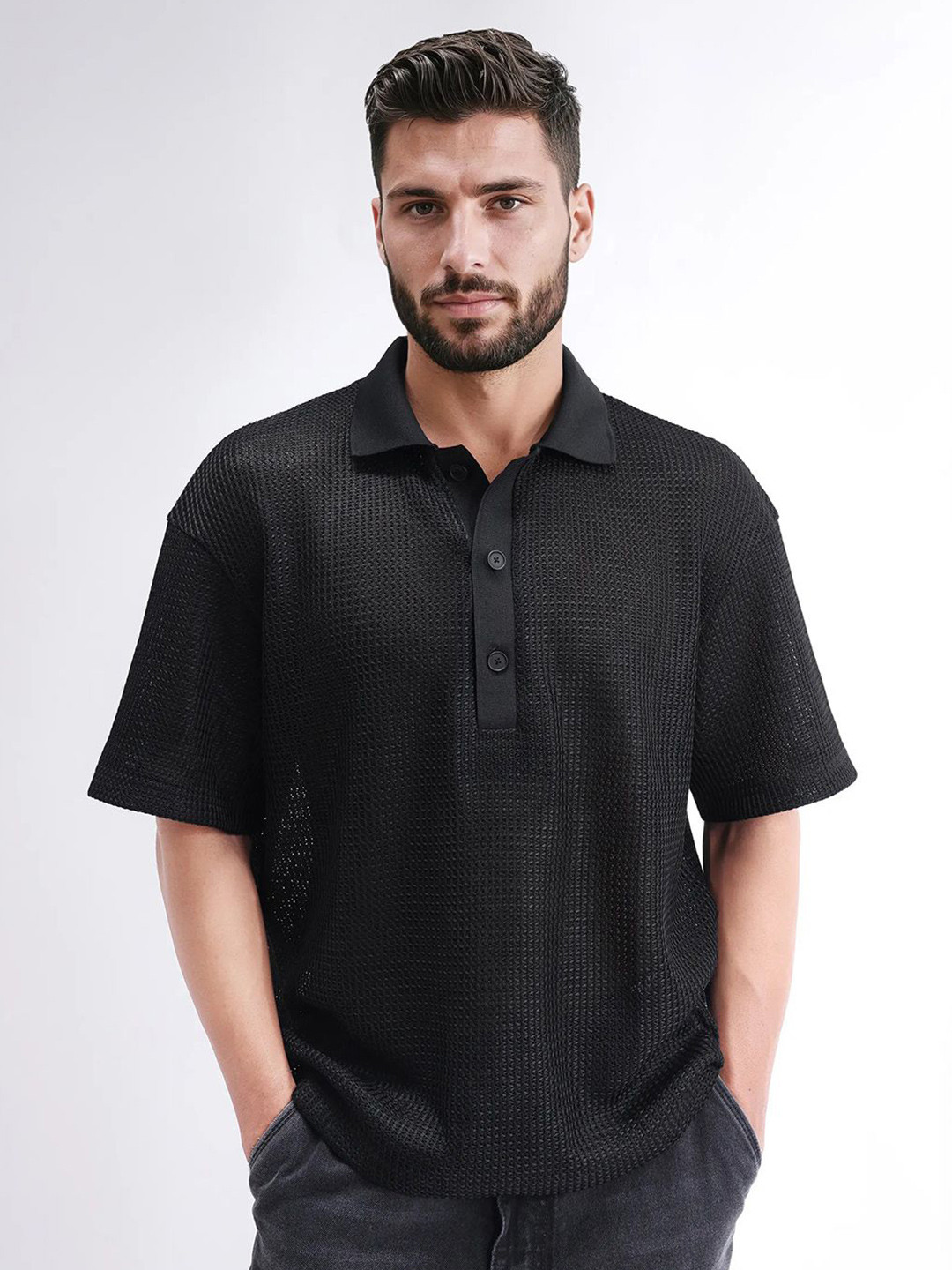 RARE RABBIT Men Lbiza Primary Black T-shirt