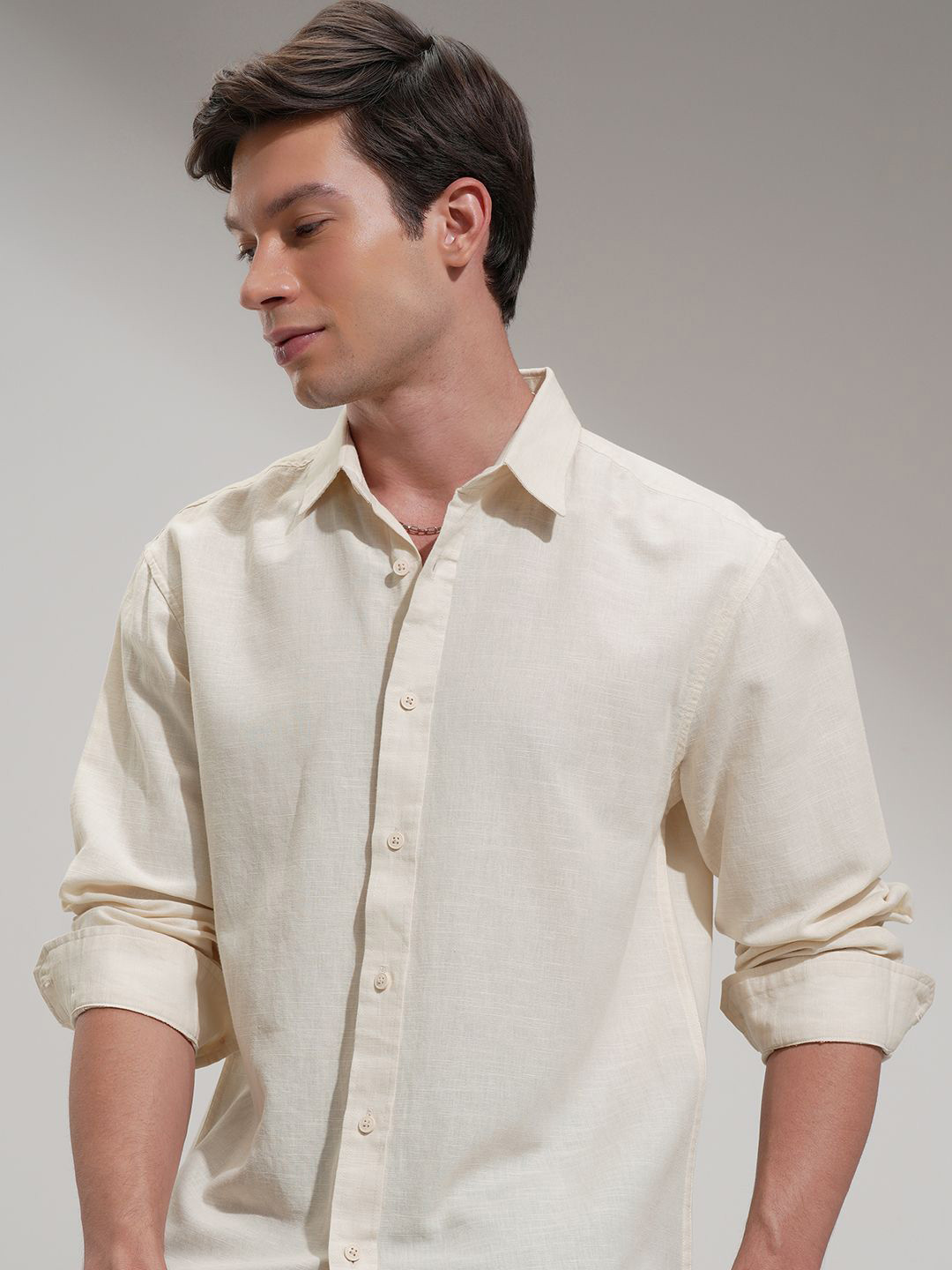 Highlander Men Cotton Linen Casual Relaxed Fit Shirt
