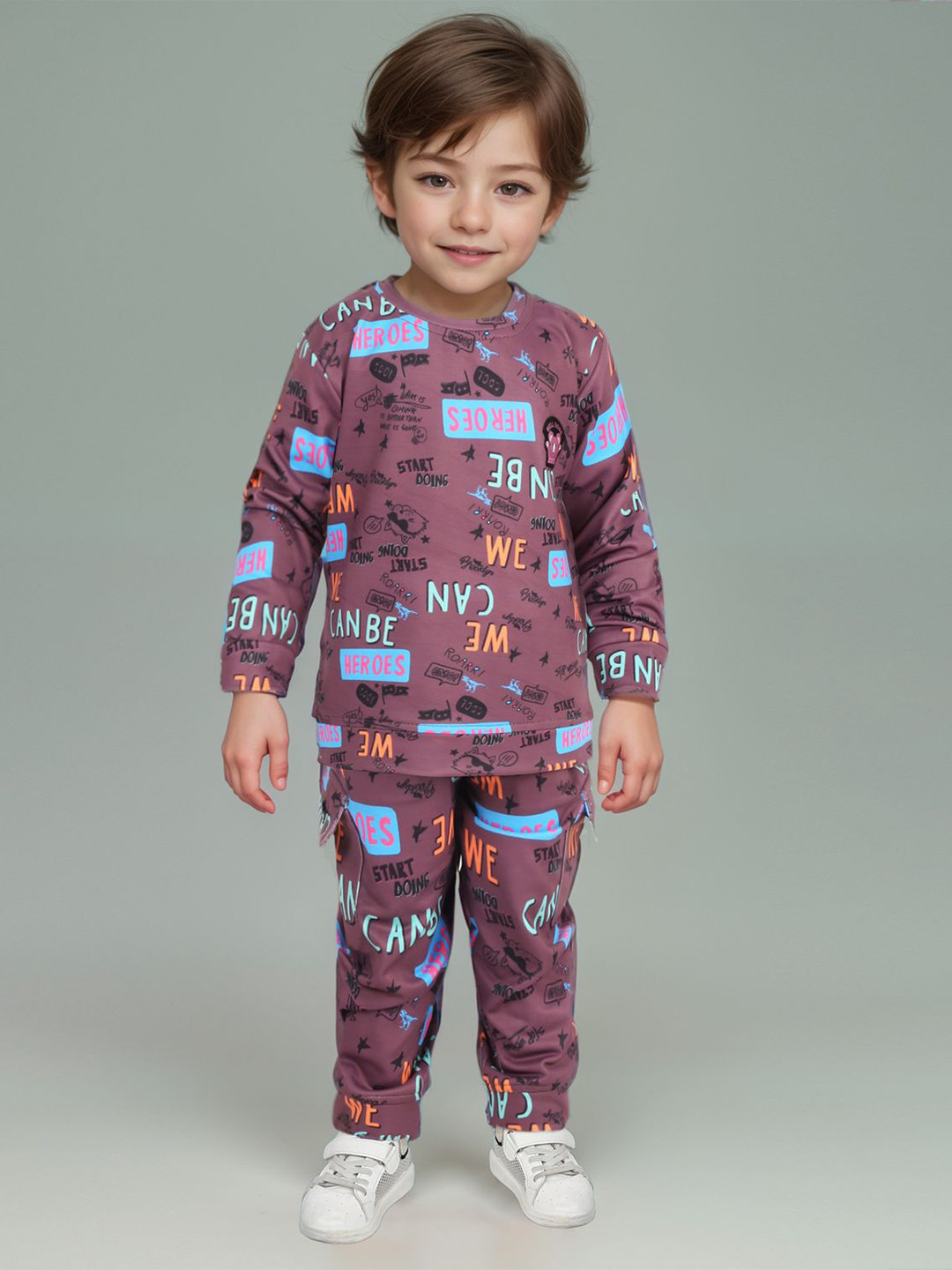 Bad Boys Typography Printed Pure Cotton T-shirt With Joggers