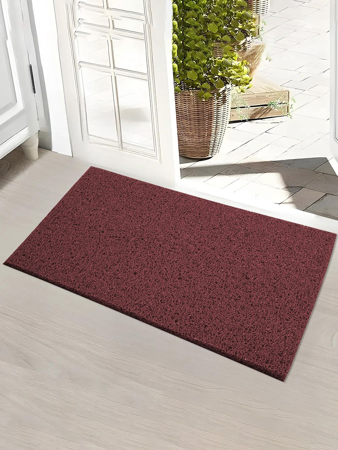 Kuber Industries Maroon 24x36 Inch Anti Slip Rubber Water Absorbing Floor Mat Door Mats