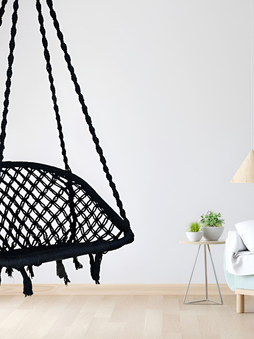 Swingzy Black Premium Cotton D-Shape Hammock Swing