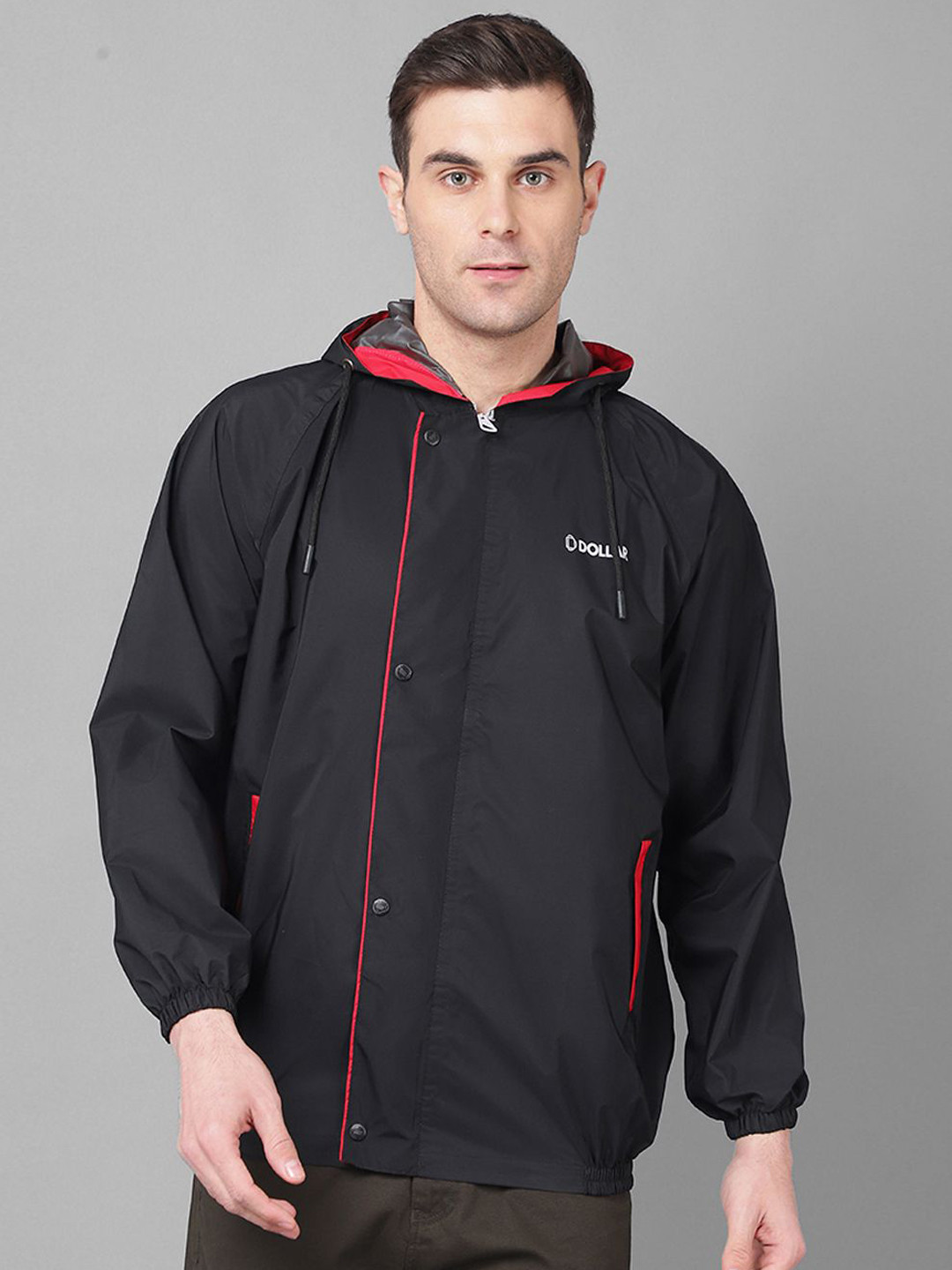 Dollar Rainguard Men's PVC Full Sleeve Solid Rain Jacket With Adjustable Hood and Pocket