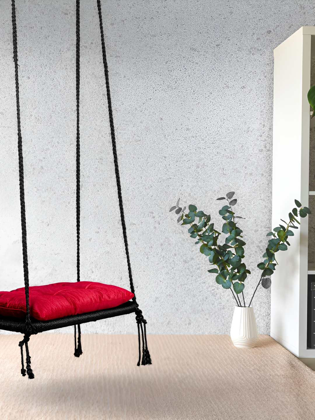 Swingzy Black Single Seater Hammock Hanging Swing With Cushion