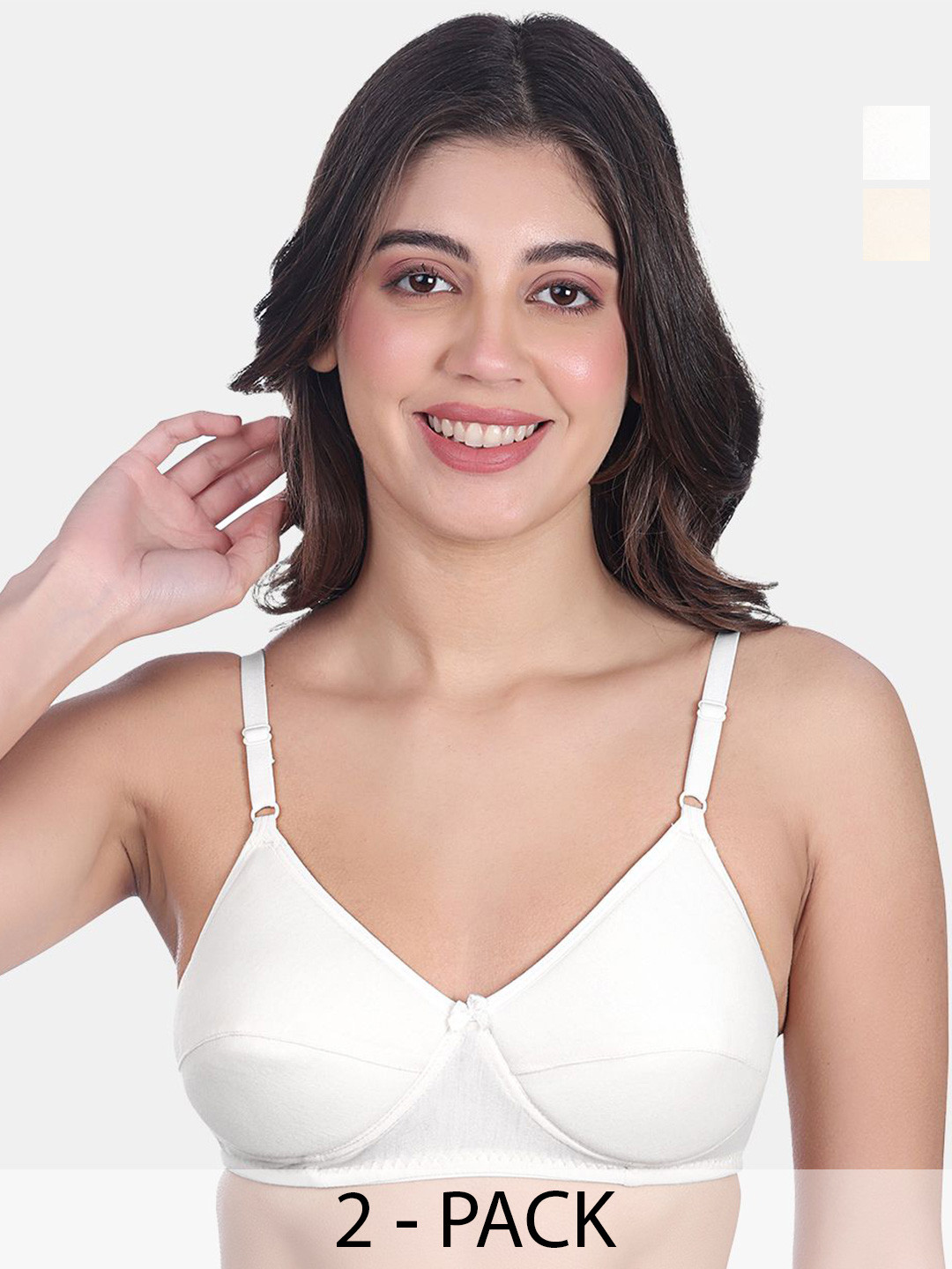 SKDREAMS Bra Women Pack of 2 Seamed Heavily Padded Medium Coverage Non-Wired Everyday Bra