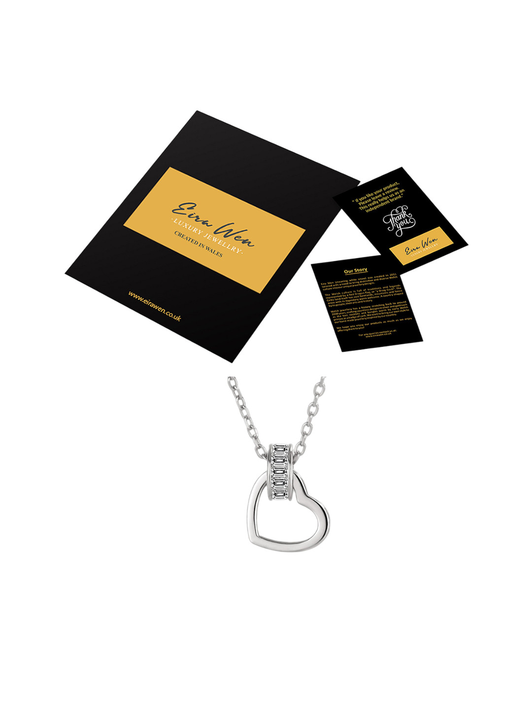 Eira Wen Silver-Plated Artificial Stones Studded Heart Shaped Pendant With Earrings